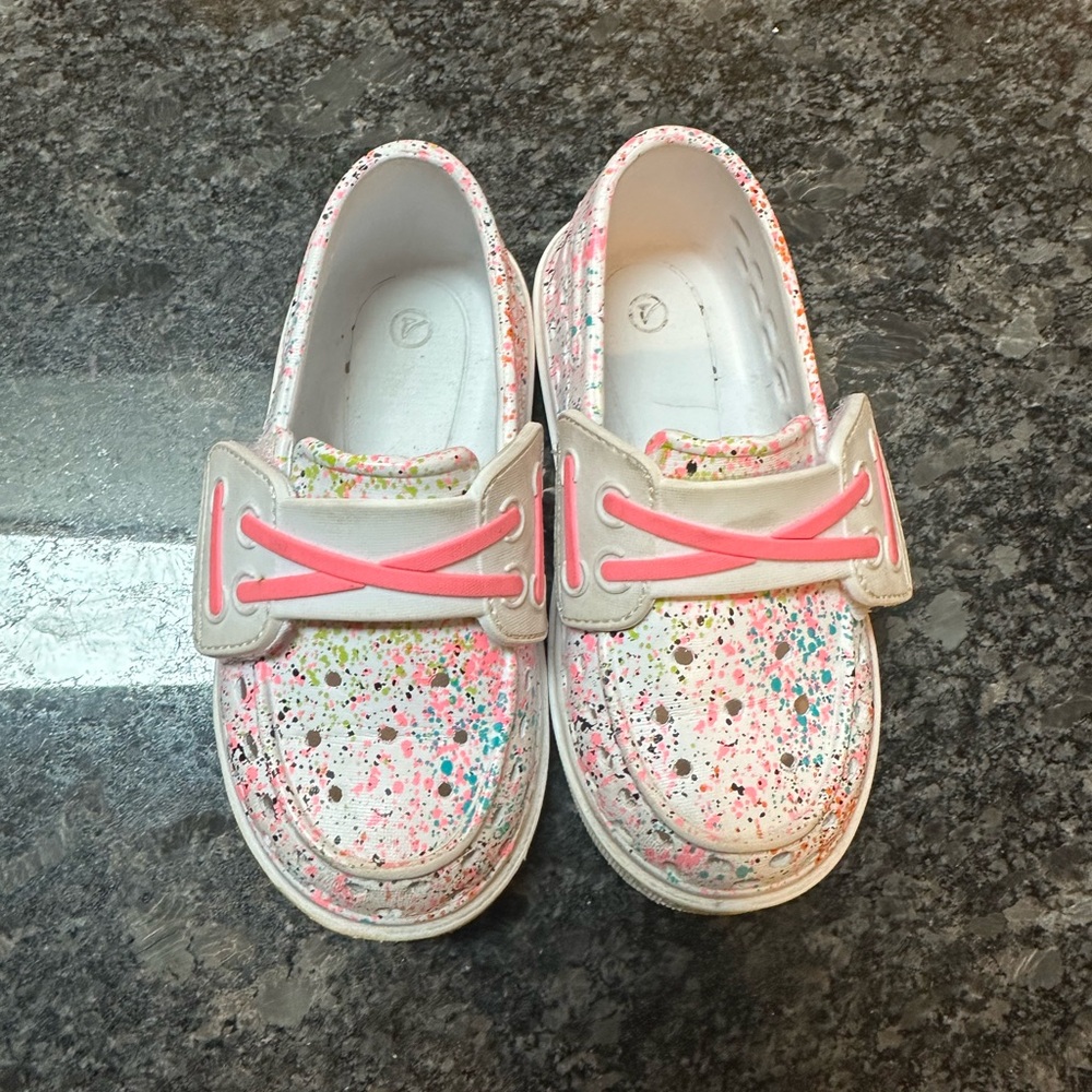 Sperry Colorful Toddler Boat Shoes with Pink Accents 7C